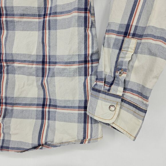 Third Army Shirt Mens Large Western Pearl Snap Denim Cowboy Rancher Plaid - Picture 3 of 10